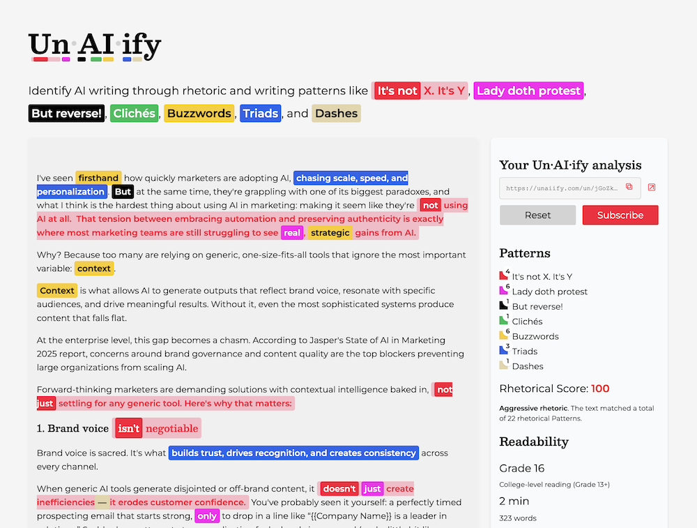 Un•AI•ify tool