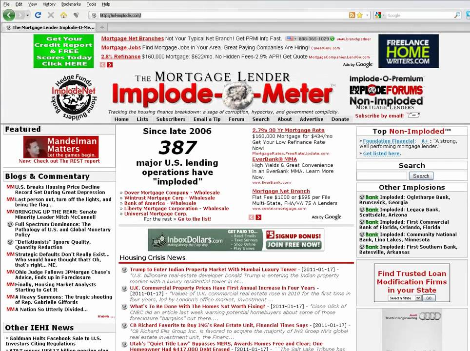 Mortgage Lender Implode-O-Meter homepage archive